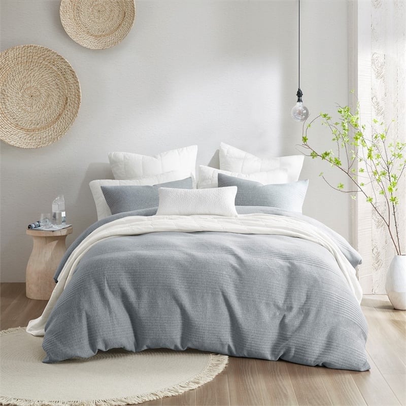 Croscill Casual Ellis 3 Piece Duvet Set in Heathered Gray Full/Queen