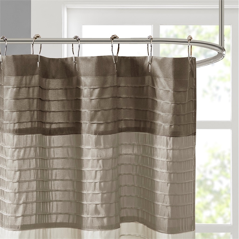 Madison Park Amherst Faux Silk Shower Curtain in Natural 72x72