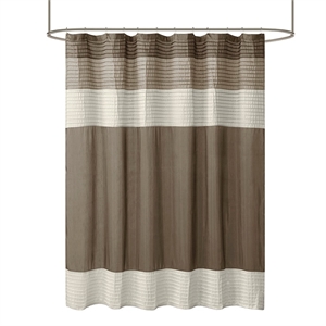 Madison Park Amherst Faux Silk Shower Curtain in Natural 72x72&quot