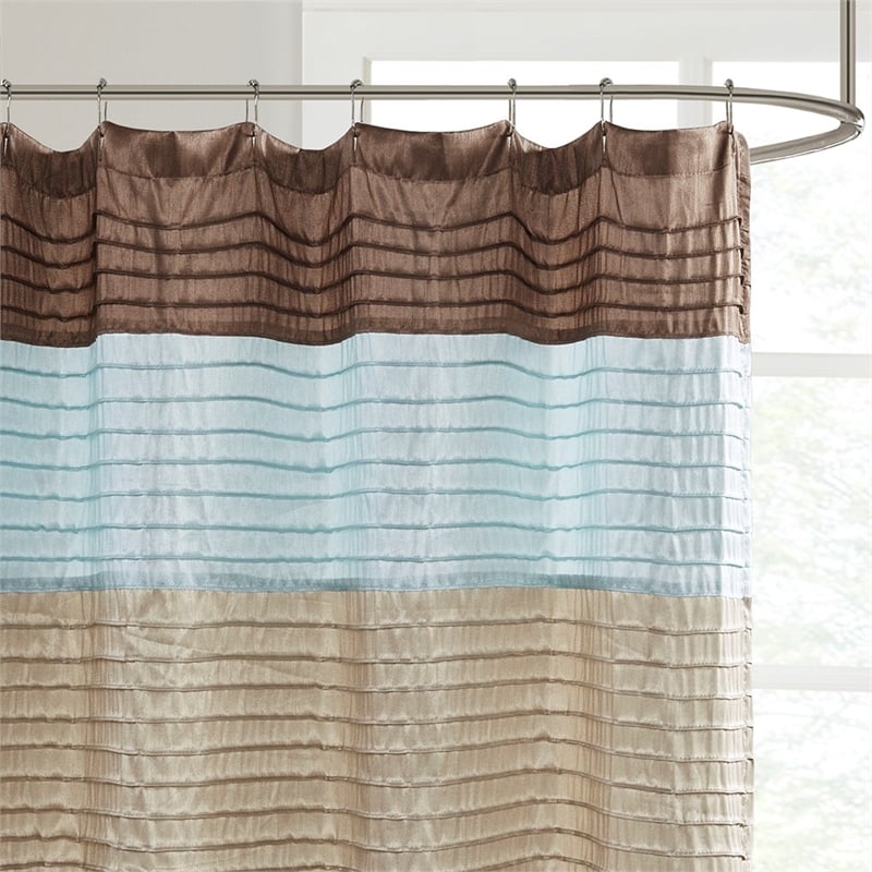 Madison Park Amherst Faux Silk Shower Curtain in Blue 72x72