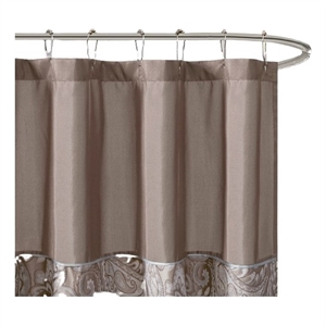 Madison Park Aubrey Jacquard Shower Curtain in Blue/Brown 72x72&quot