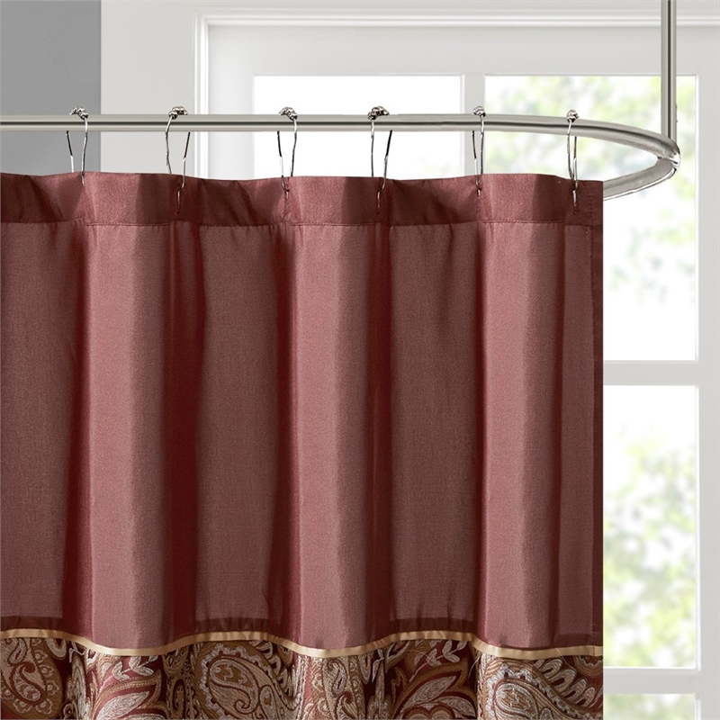 Madison Park Aubrey Jacquard Shower Curtain in Burgundy 72x72