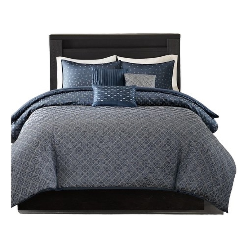 Madison Park Biloxi 6 Piece Duvet Cover Set in Navy King/Cal King