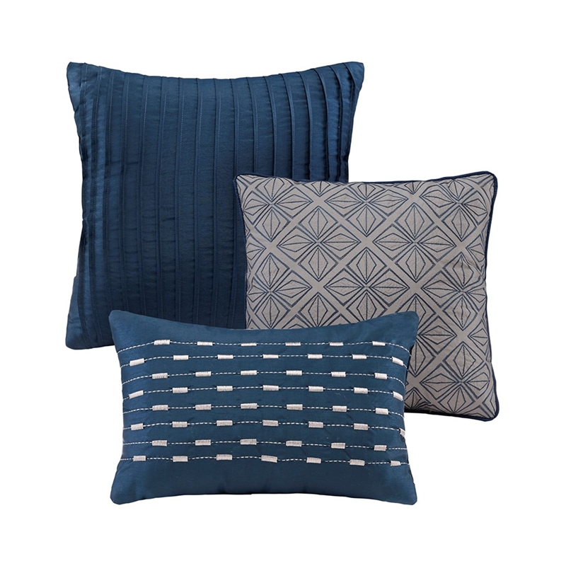 Madison Park Biloxi 6 Piece Duvet Cover Set in Navy Full/Queen