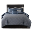 Madison Park Biloxi 6 Piece Duvet Cover Set in Navy Full/Queen