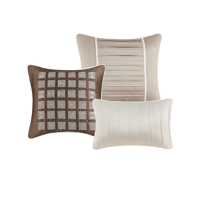 Madison Park Trinity 7 Piece Comforter Set in Taupe Queen