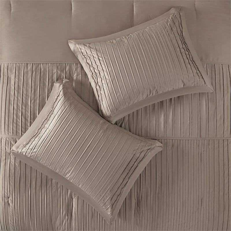 Madison Park Trinity 7 Piece Comforter Set in Taupe Queen
