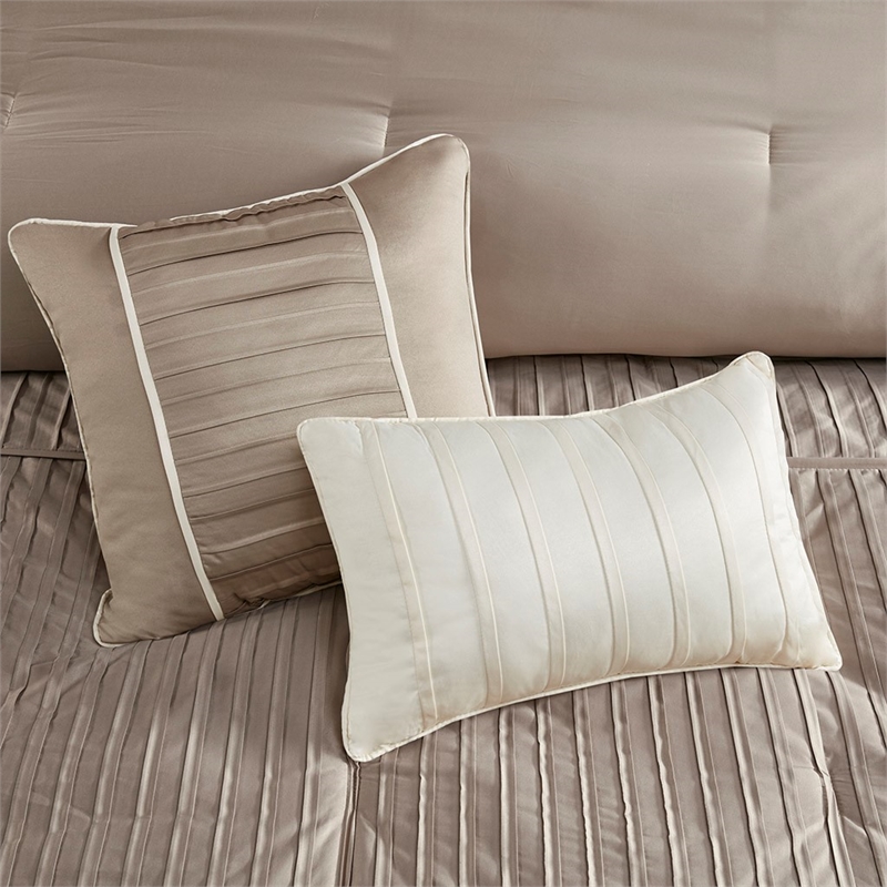 Madison Park Trinity 7 Piece Comforter Set in Taupe Queen