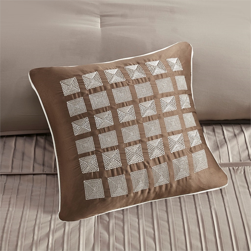Madison Park Trinity 7 Piece Comforter Set in Taupe Queen