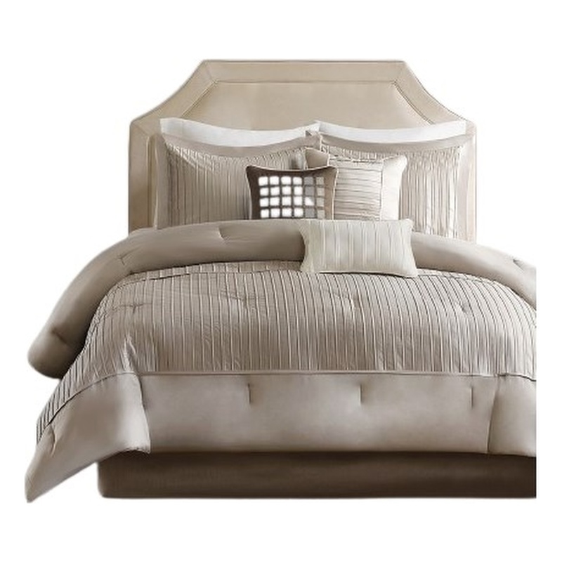Madison Park Trinity 7 Piece Comforter Set in Taupe Queen