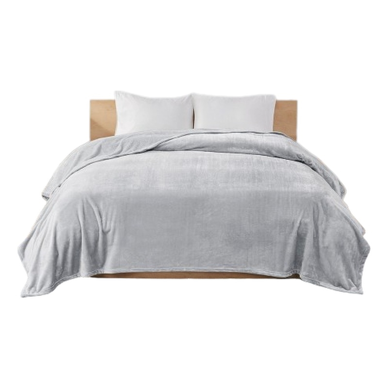 Intelligent Design Microlight Plush Oversized Blanket in Grey Full/Queen