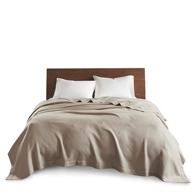 Madison Park Egyptian Cotton Blanket in Khaki Full/Queen