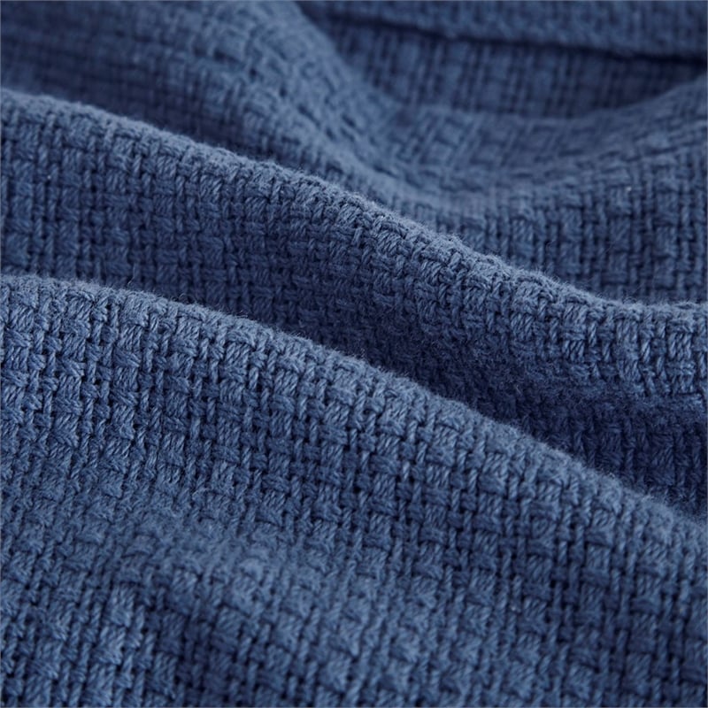 Madison Park Freshspun Basketweave Cotton Blanket in Navy King