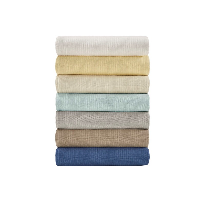 Madison Park Freshspun Basketweave Cotton Blanket in Navy King