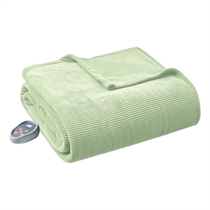 beautyrest electric micro fleece heated blanket in green queen