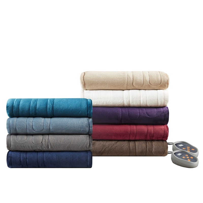 Beautyrest Heated Microlight to Berber Blanket in Red Full