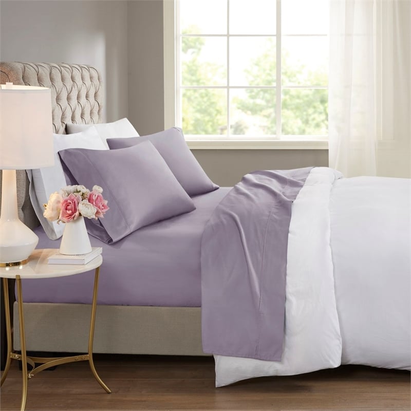 Beautyrest 600 Thread Count Cooling Cotton Blend 4 PC Sheet Set in Purple Full