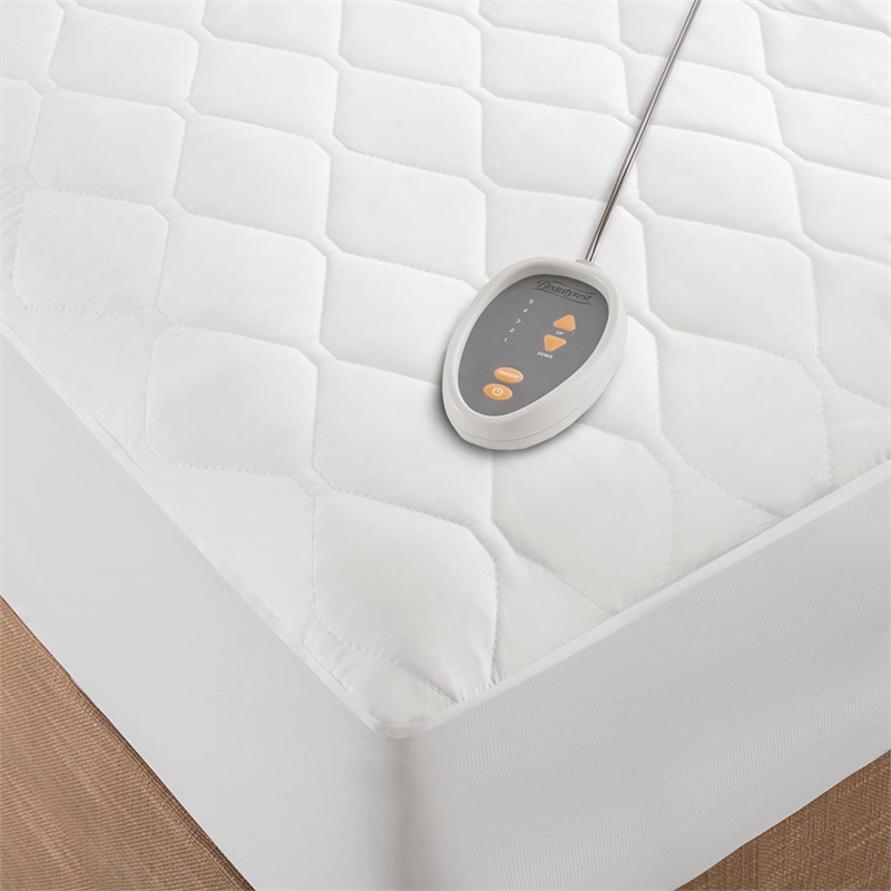 Beautyrest Cotton Blend Heated Mattress Pad in White Cal King