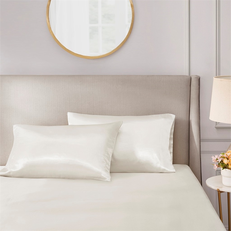 Madison Park Essentials Satin Luxury 2 PC Pillowcases in Ivory Standard