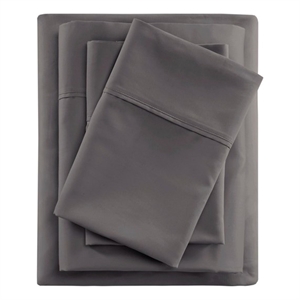 Beautyrest 600 Thread Count Cooling Cotton 4 PC Sheet Set in Charcoal Full