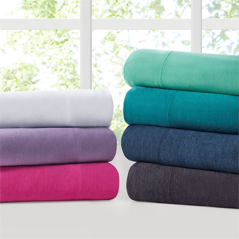 Intelligent Design Cotton Blend Jersey Knit All Season Sheet Set in Teal Twin