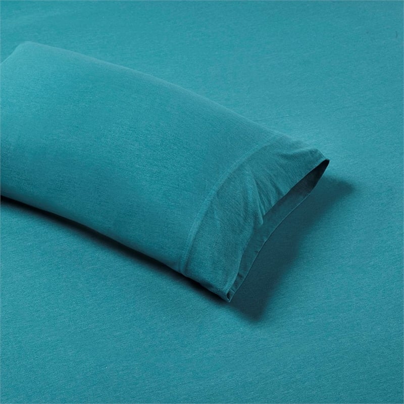Intelligent Design Cotton Jersey Knit All Season Sheet Set in Teal Twin XL