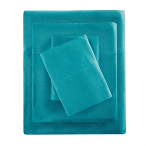 intelligent design cotton blend jersey knit all season sheet set in teal full