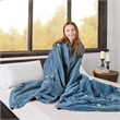 Beautyrest Heated Microlight to Berber Blanket in Blue Queen