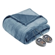 Beautyrest Heated Microlight to Berber Blanket in Blue Queen