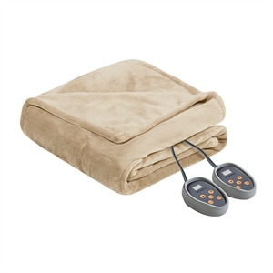 Beautyrest Heated Microlight to Berber Blanket in Tan Full