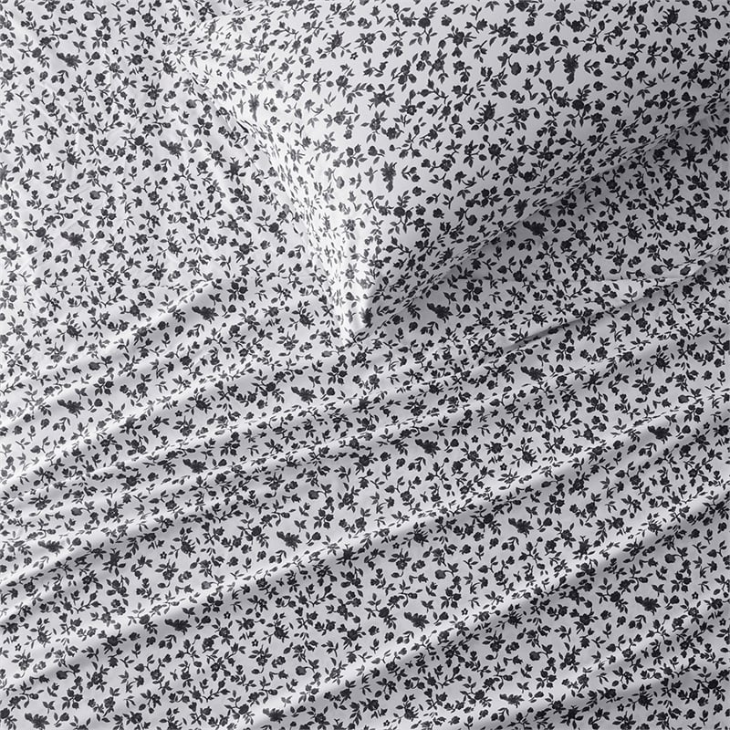 Intelligent Design Printed Microfiber Sheet Set in Black Floral Twin