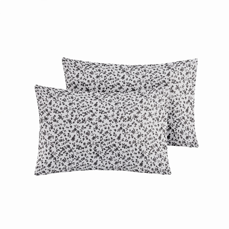 Intelligent Design Printed Microfiber Sheet Set in Black Floral Twin