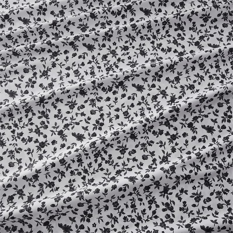 Intelligent Design Printed Microfiber Sheet Set in Black Floral Twin