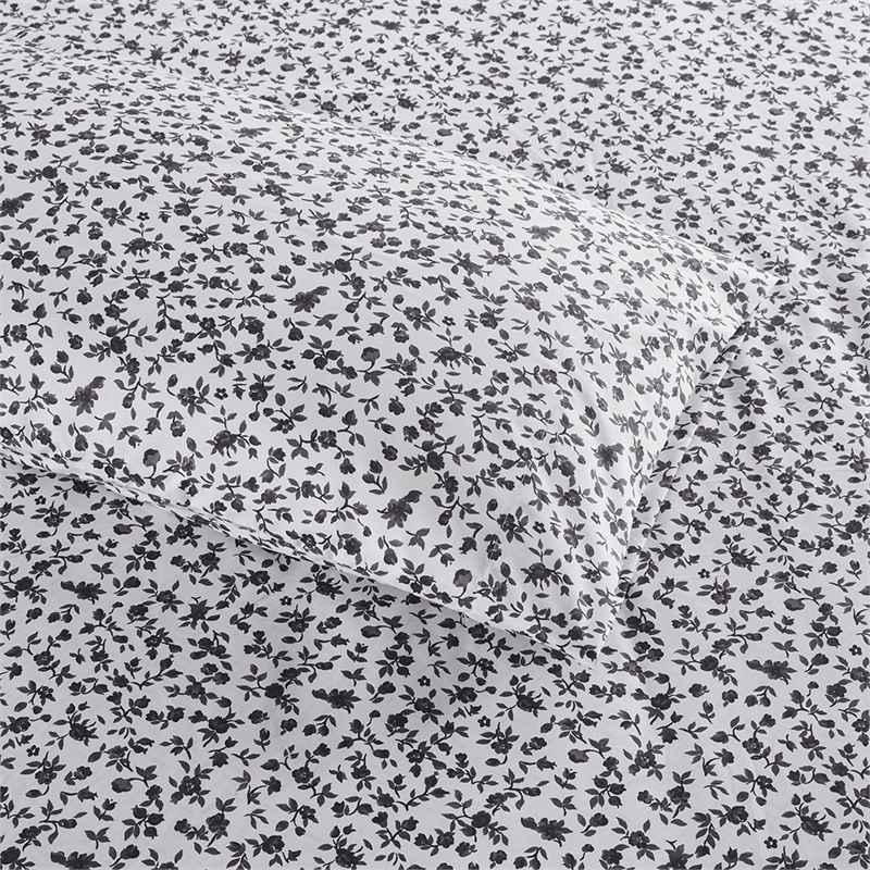 Intelligent Design Printed Microfiber Sheet Set in Black Floral Queen