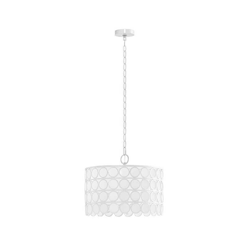 Hampton Hill Abbot 4-Light Glass Drum Shade Chandelier in White