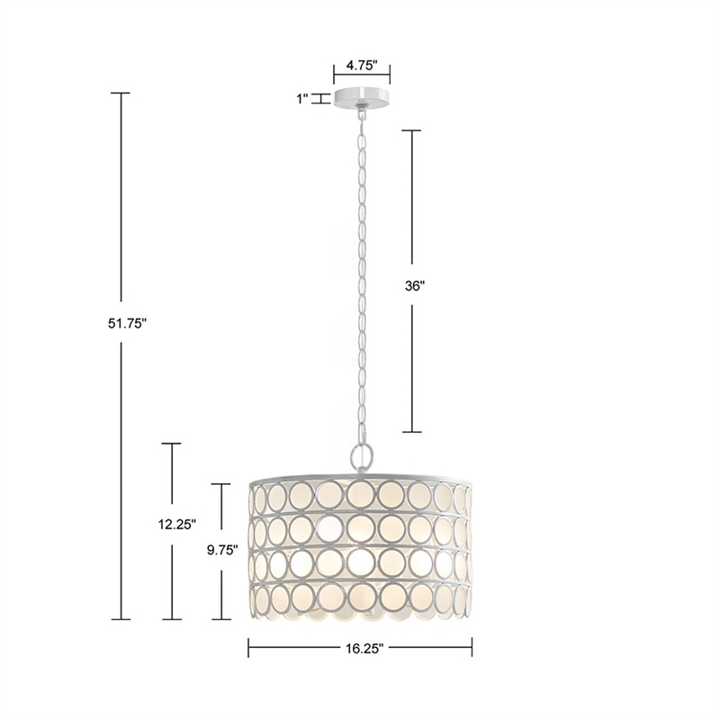 Hampton Hill Abbot 4-Light Glass Drum Shade Chandelier in White
