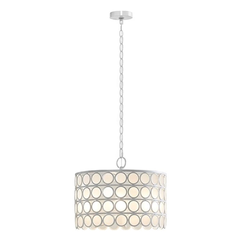 Hampton Hill Abbot 4-Light Glass Drum Shade Chandelier in White