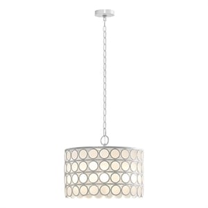 Hampton Hill Abbot 4-Light Glass Drum Shade Chandelier in White