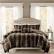 Madison Park Zuri 4PC Faux Fur Comforter Set in Brown Full/Queen