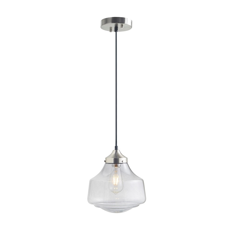 Hampton Hill Elm Bell-Shaped Glass Pendant in Smoke Grey
