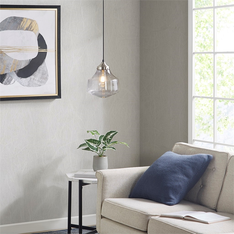 Hampton Hill Elm Bell-Shaped Glass Pendant in Smoke Grey