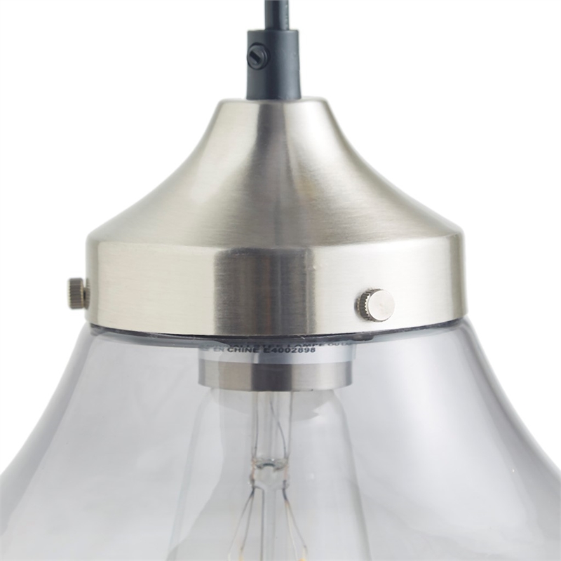 Hampton Hill Elm Bell-Shaped Glass Pendant in Smoke Grey