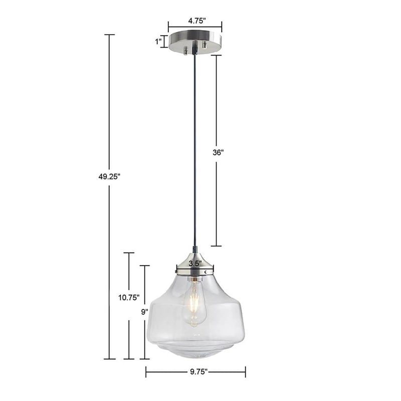 Hampton Hill Elm Bell-Shaped Glass Pendant in Smoke Grey