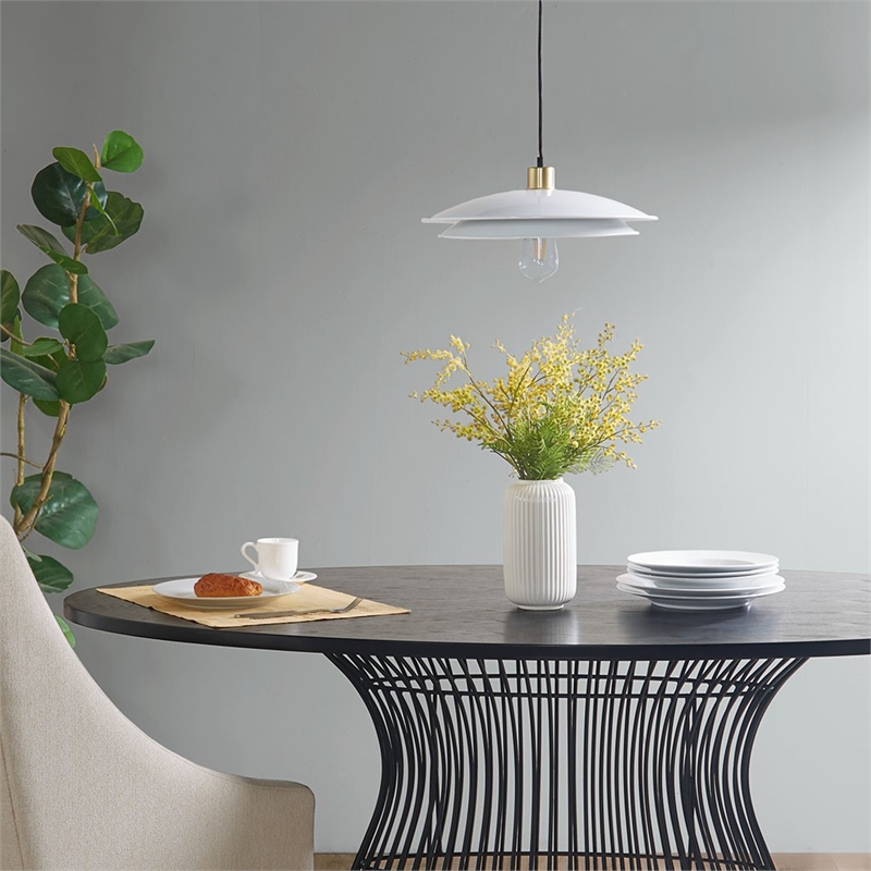 INK+IVY saben 2-Tier Layered Shade Pendant in Gold/White