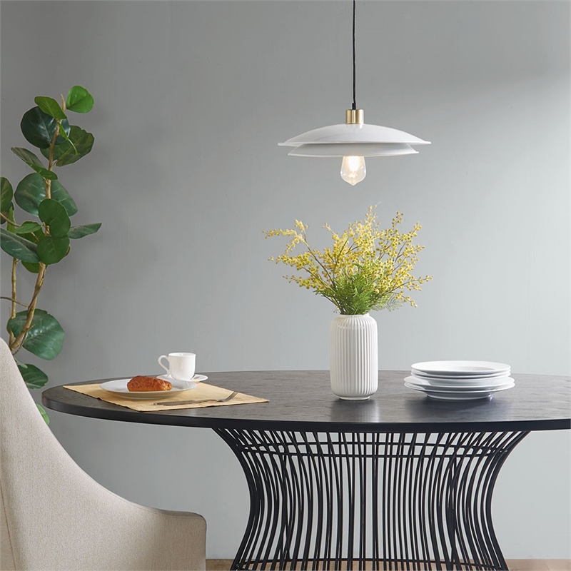 INK+IVY saben 2-Tier Layered Shade Pendant in Gold/White