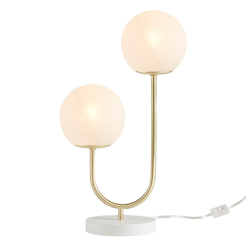 510 Design Zusa Metal 2-Light Globe Table Lamp in Gold/White