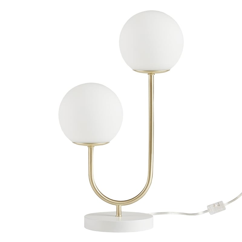 510 Design Zusa Metal 2-Light Globe Table Lamp in Gold/White