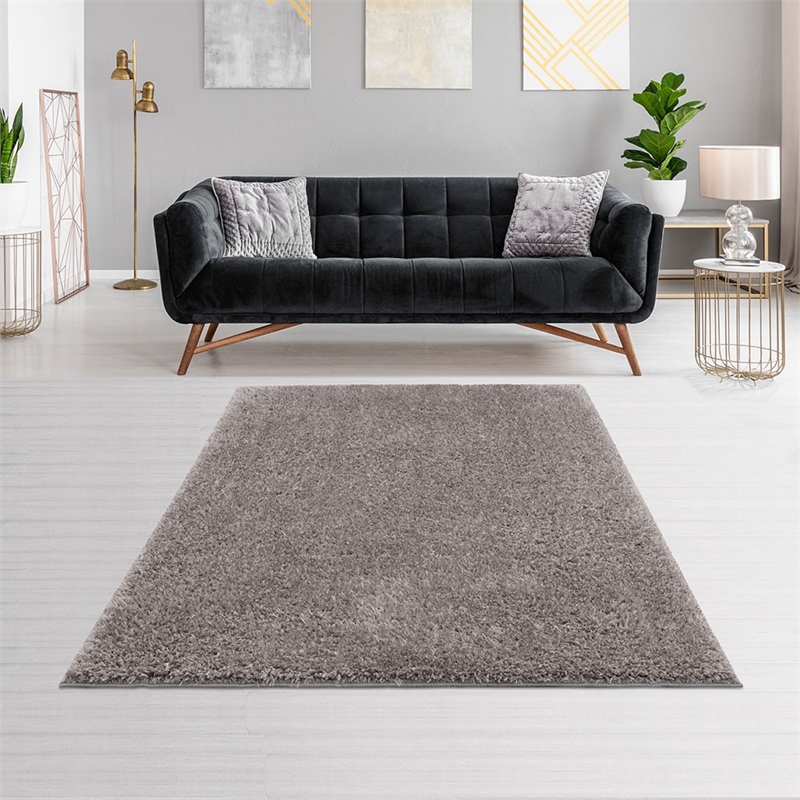 Madison Park Camdyn Super Soft Polyester Shag Area Rug in Grey 4x6'