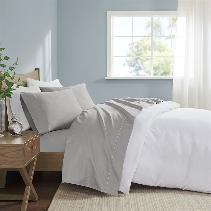 Madison Park 600 Thread Count Pima Cotton Sheet Set in Light Grey Queen