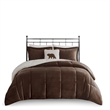 Woolrich Plush to Sherpa Down Alternative Comforter Set in Brown/Ivory King